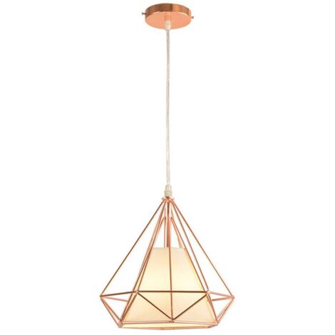 STOEX Lampada a Sospensione Industriale in Metallo Lampada da Soffitto E27 25cm Gabbia per Camera da Letto Soggiorno Sala da Pranzoa Cafe (Oro Rosa)