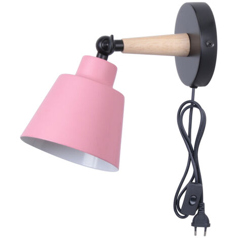 STOEX Lámpara de Pared Interior Vintage Regulable Aplique de Pared Industrial Metal Madera E27 - Rosa oscuro