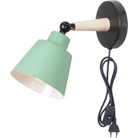 STOEX Lámpara de Pared Interior Vintage Regulable Aplique de Pared Industrial Metal Madera E27 - Verde
