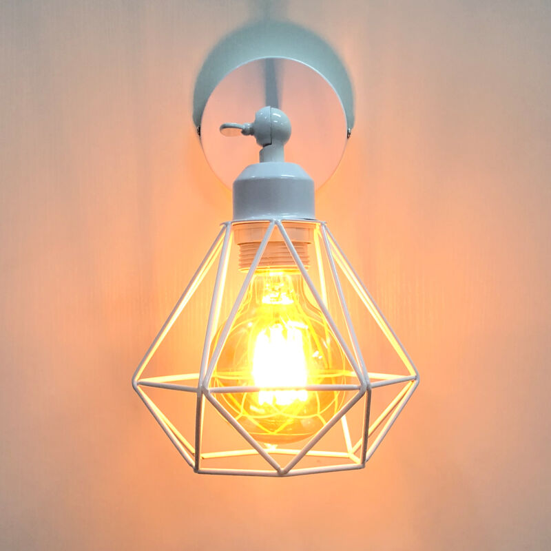 Applique Murale Diamant Intérieur Industriel Réglable en Métal , Stoex Vintage Éclairage Mural Cage E27, Luminaire Murale Max 60W pour Chambre