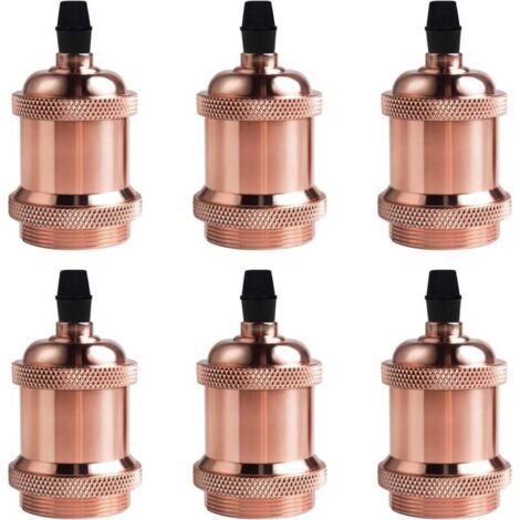 STOEX Lot de 6 Vintage LED Lighting E27 Edison Douille Ampoule Support de Lampe Suspension Plafonnier Vis Ampoule Rétro Adaptateur Socket - Or Rose