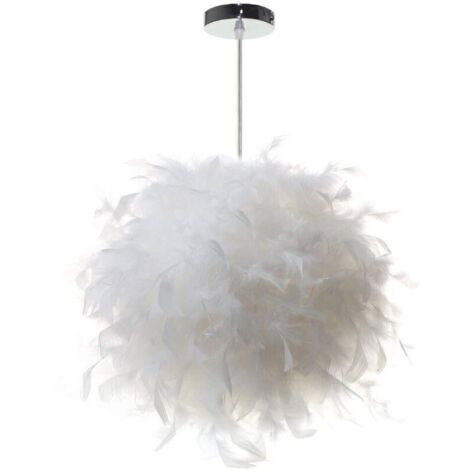 STOEX Lustre Suspension luminaire en plume blanche design forme sphère E27 40W pour Chambre Décoration Cadeau d'enfant