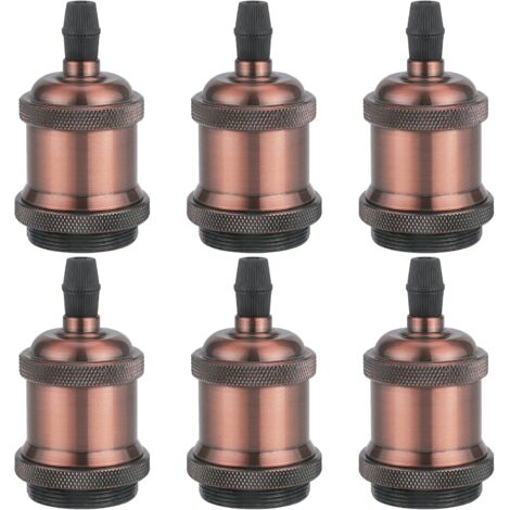 STOEX Pack de 6 LED Vintage Iluminación E27 Edison Adaptable Bombillas Rétro, Soporte de Lámpara de Suspensión Techo con Tornillos - Cobre Rojo