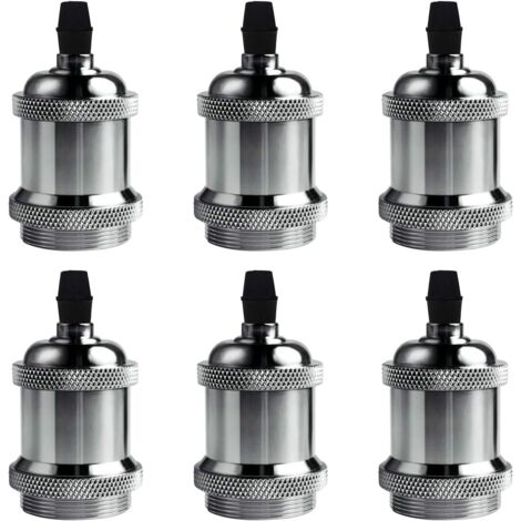 STOEX Pack de 6 LED Vintage Iluminación E27 Edison Adaptable Bombillas Rétro, Soporte de Lámpara de Suspensión Techo con Tornillos - Cromo