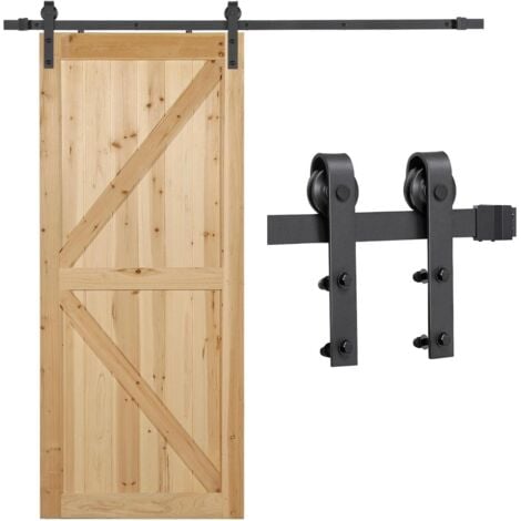 STOEX Quincaillerie Kit de Rail Roulettes pour Porte Coulissante Hardware pour Porte Suspendue en Bois Sliding Barn Door - 150cm