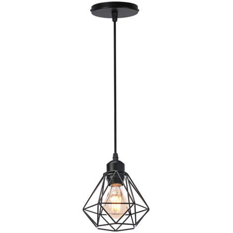 STOEX Retro Lampada a Sospensione Nero Vintage Industriale Loft Bar Metallo Paralume da Soffitto E27 (Senza Lampadine)