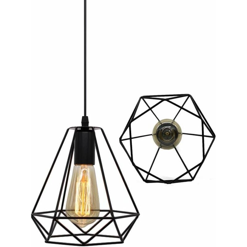 STOEX Lustre Suspension industrielle 25cm 1 Pcs ,Noir Lampe de Plafond Abat-Jour