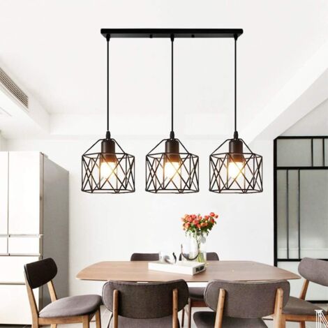 Stoex – Suspension industrielle vintage ajustable E27 – Fer résistant à la rouille – Longueur câble 100 cm – Pour salle à manger ou bar