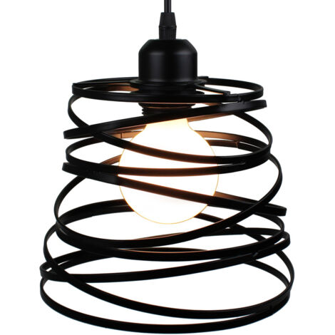 Stoex – Suspension luminaire d'intérieur 20cm – Lustre rétro en métal noir – Culot E27 – Longueur câble 100cm réglable – Pour salons et cuisines