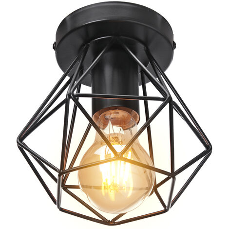 STOEX Vintage Deckenleuchte Industrie-Stil Retro-Design Metall Diamant Käfigform Leuchte für Wohnzimmer Schlafzimmer Esszimmer (ohne Leuchtmittel)(x1)