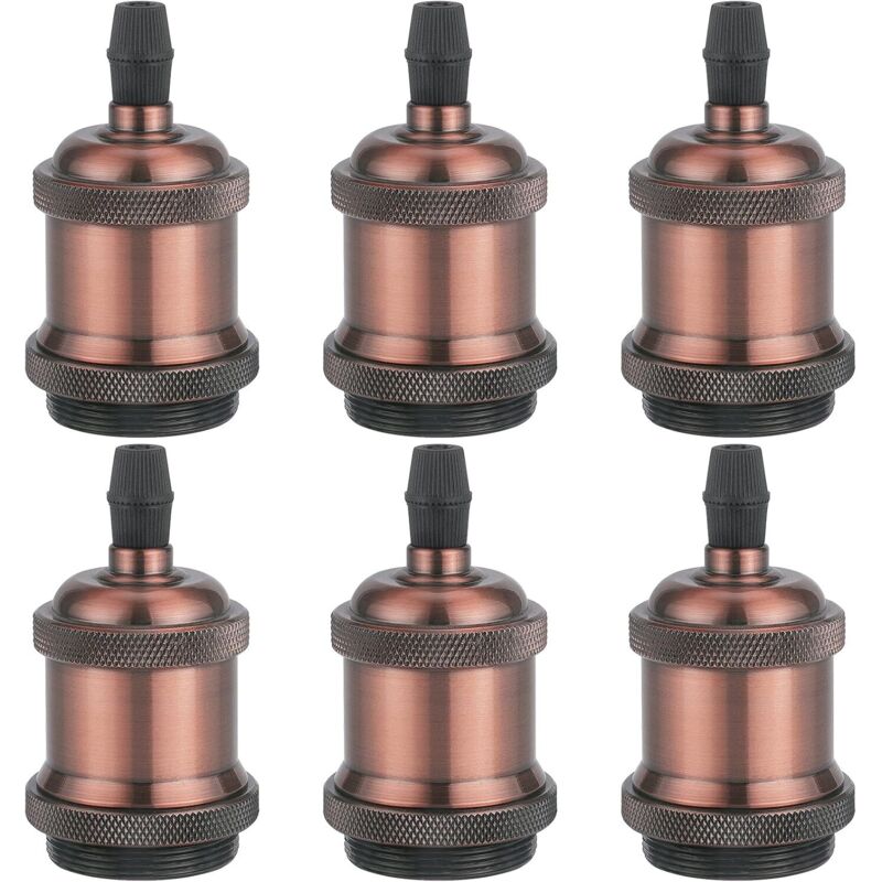 Stoex Rot Vintage Lampenfassung Aluminium E27 Sockel Für Diy Wandleuchte Tisch Deckenleuchte (6Pcs Kupfer)