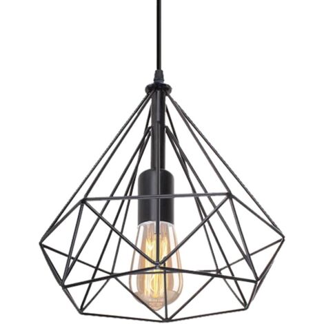 STOEX Vintage Suspension Industrielle Lustre Abat-jour Éclairage Douille E27 Edison Plafonnier Métal Ø25cm, Noir (Sans ampoule)