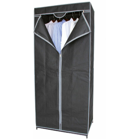 Stoff Kleiderschrank dunkelgrau 160 cm - Stoffschrank Faltschrank Garderoben Schrank