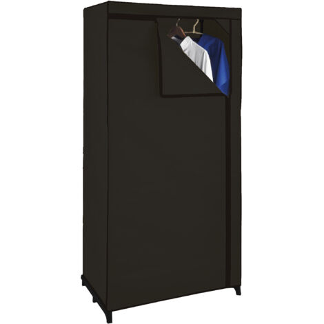 Stoff Kleiderschrank schwarz - 150 x 75 x 50 cm - Mobiler Schrank mit Kleiderstange