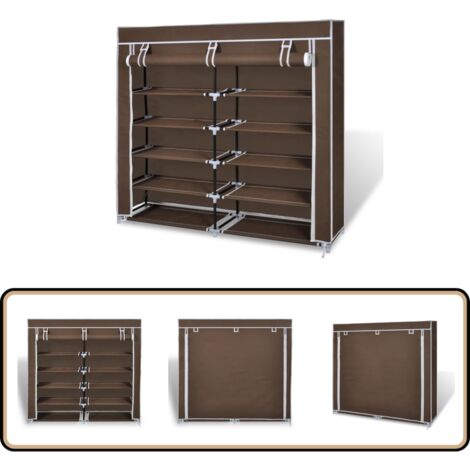 Stoff Schuhschrank mit Abdeckung 115 x 28 x 110 cm Braun - Schuhschrank - Schuhregal - Schuhorganisation - Stauraum - Garderobe