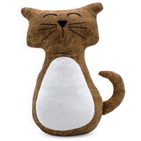 Stoff Türstopper Katze 1 kg schwer braun - 24 x 14 cm - Türpuffer gefüllt im Wildleder Design