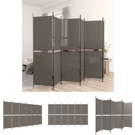 Stoff - vidaXL 6-tlg. Paravent Anthrazit 300x200 cm Stoff - Anthrazit