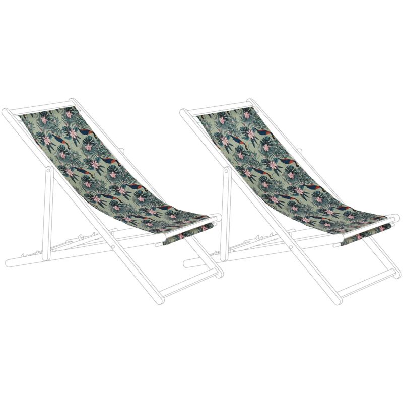 Beliani Ersatzstoff Für Sonnenliege 2er Set Anzio/avellino 113 X 44 Cm Bunt