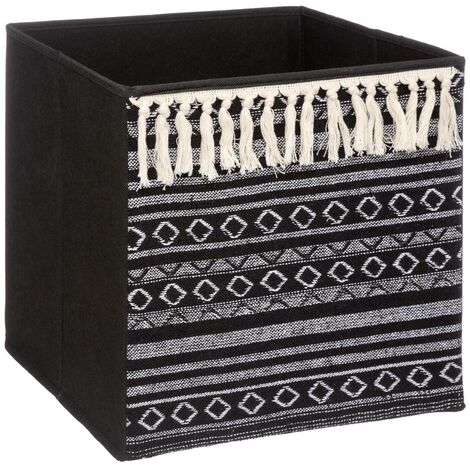 Stoffkorb 31x31cm mix n modul schwarz und weiß pompons - 5five