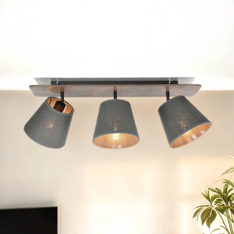 Stoffschirm Deckenlampe AWINION in Grau 3-flmg