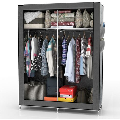 Zimtown 62 Portable Closet Storage Organizer Clothes Wardrobe Shoe Rack  Shelves Beige - zimtown