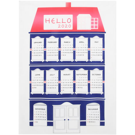 Stoffwandkalender 50x70cm mit Hausmotiv, Wanddekoration für Büro oder Wohnzimmer, Tageskalender 2020, modernes Design