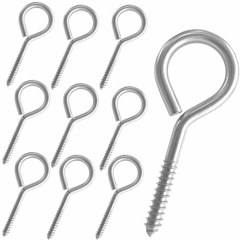 20 Pieces of 304 Stainless Steel Kits, Ceiling Cup Hook Screw Hooks, Ring  Screws for Home, Office and Outdoor use, Lighting Hook Racks, self-Tapping