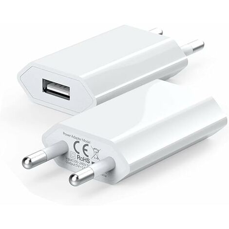 Adaptateur Secteur USB pour Apple, 2 Pack 5V1A Prise Embout