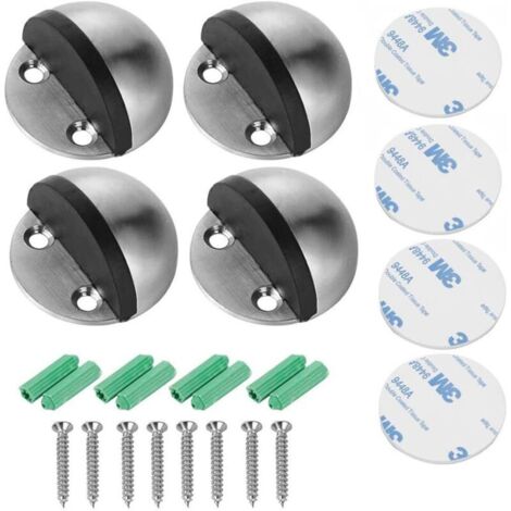 STOL 4 Pièces Butee De Porte Adhesive, En Acier Inoxydable Butoir Porte, Arret De Porte Avec Vis De Montage Et 3M Colles Demi Lune Fixation Au Sol Butée De Porte