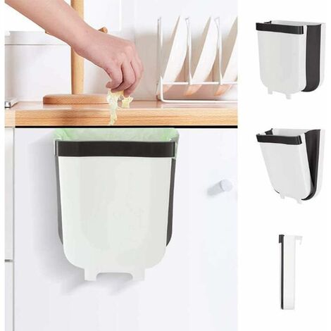 1pc 7l Kitchen Bathroom Trash Can With Lid For Countertop Or Sink Hanging,  Suitable For Cabinet/bathroom/office/camping And 6 Rolls/120pcs Small Garbage  Bags, Suitable For Kitchen/bathroom/office/bedroom Trash Can, Colored  Portable Strong Rubbish Bags