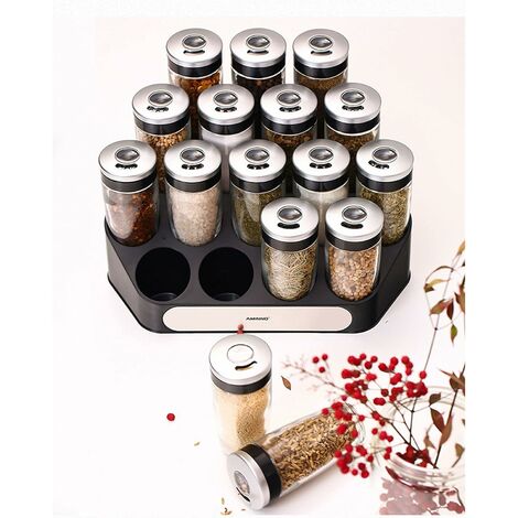 7pcs/set, Multifunctional Revolving Spice Rack with 6 Spice Jars- Organize  and Store Spices and Seasonings for Countertop or Cabinet - Kitchen