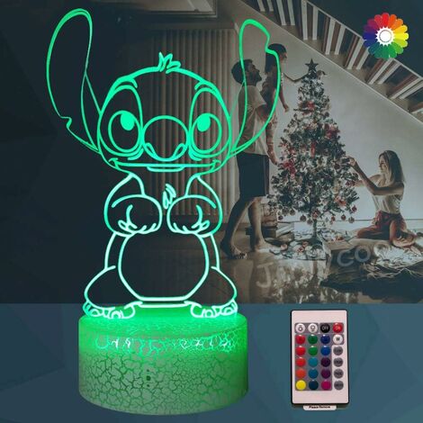 Lilo Lampe Stitch,Veilleuse de dessin animé 3D Princesse Lampe de chevet de  chambre USB Télécommande