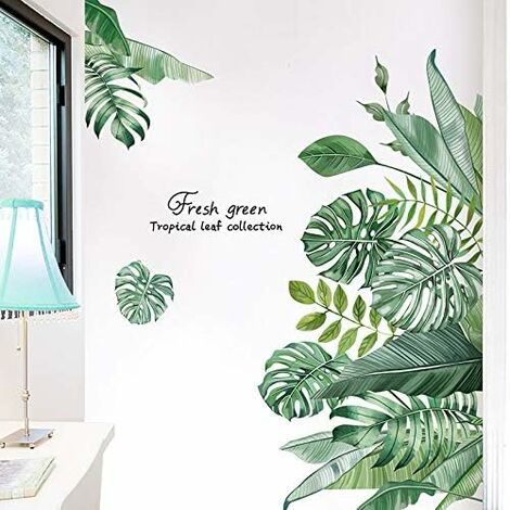 Green Hanging Leaf Wall Decals, Removable Fresh Plant Leaves Flower Vines Wall  Stickers, Green Plants Wall Mural, Green Leaves Wall Art Decor For Kids