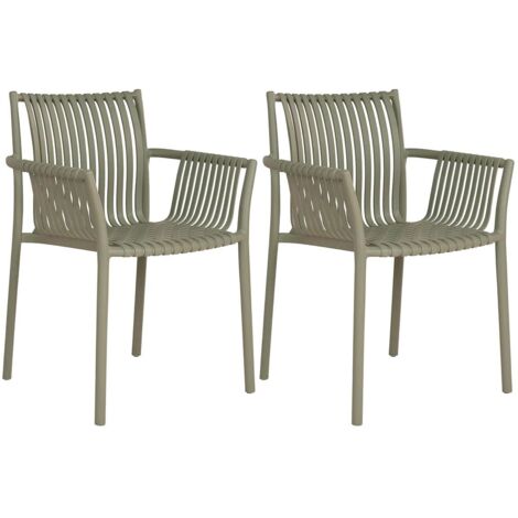 STOLY - Lot de 2 Fauteuils de Table de Jardin en Polypropylène Laqué Vert