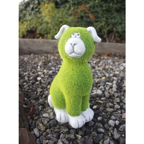 Stone and Grass Effect Dog Statue