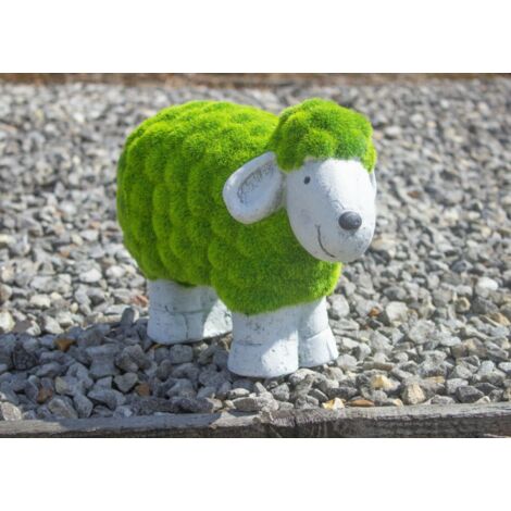 Stone and Grass Effect Sheep Statue