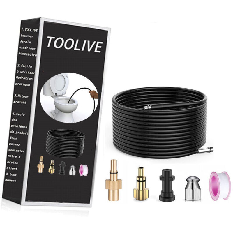 Stone Banks 15m Déboucheur de canalisations pour Nettoyeur Haute Pression /Bosch/Lavor, Sonde de débouchage pour K2 K3 K4 K5 K7, Bosch AQT, Lavor etc