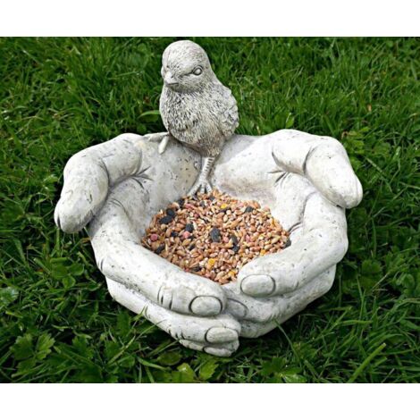 Stone Effect Hands And Bird Seed Feeder