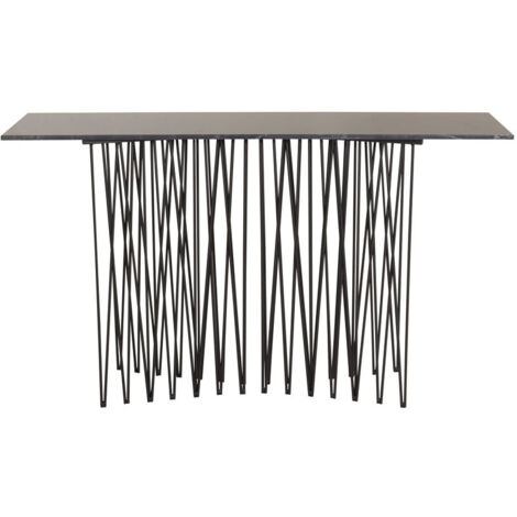 Stone Table console 37x130 cm, verre noir, finition marbre.