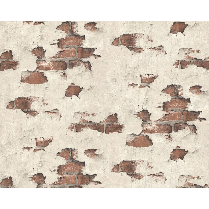 Stone tile wallpaper wall EDEM 819DN56 hot embossed non-woven wallpaper slightly textured with decorative render look matt beige grey fawn brown