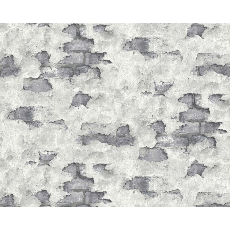 Edem - Stone tile wallpaper wall 819DN57 hot embossed non-woven wallpaper slightly textured with decorative render look matt grey anthracite dark