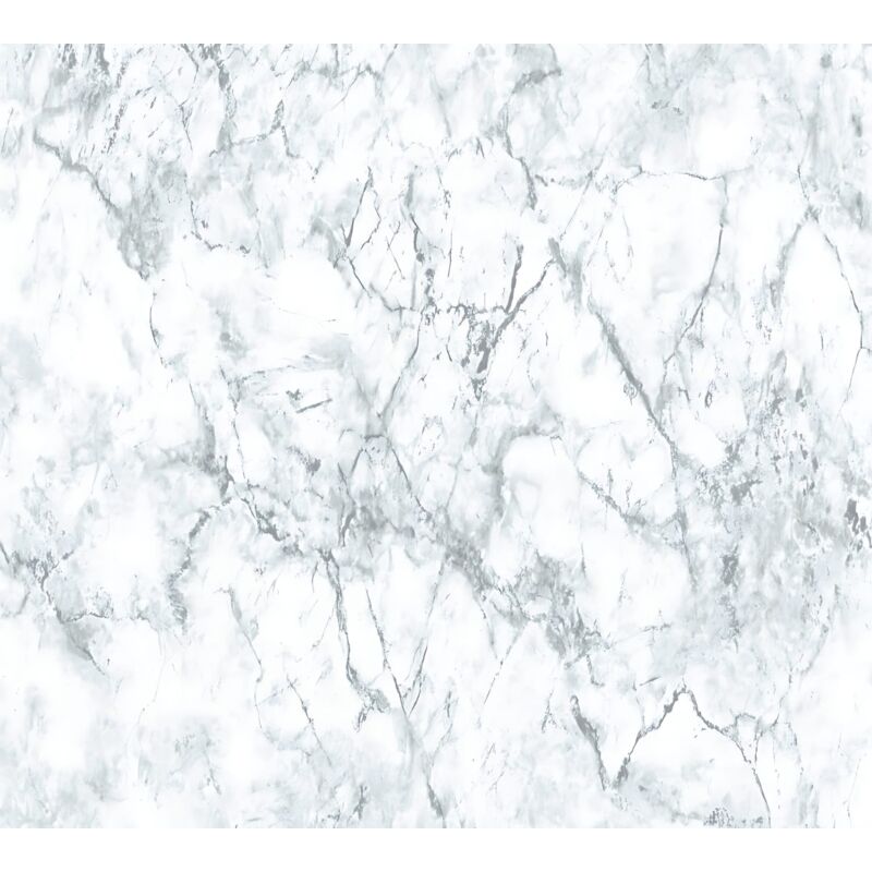 Profhome - Stone Tile Wallpaper Wall 361572 Non-woven Wallpaper Smooth With Nature-inspired Pattern Matt White Grey 5.33 M2 (57 Ft2)