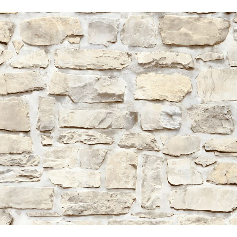 Stone Tile Wallpaper Wall Profhome 363703 Non-woven Wallpaper Smooth With Nature-inspired Pattern Matt Beige Yellow 5.33 M2 (57 Ft2)