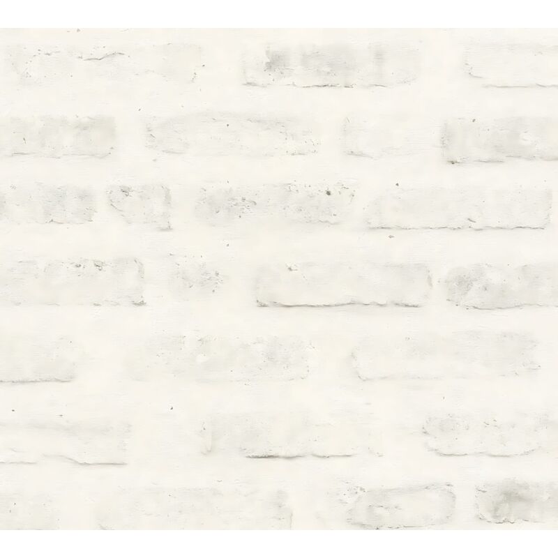 Profhome - Stone Tile Wallpaper Wall 374222 Non-woven Wallpaper Smooth With Nature-inspired Pattern Matt Grey White 5.33 M2 (57 Ft2)