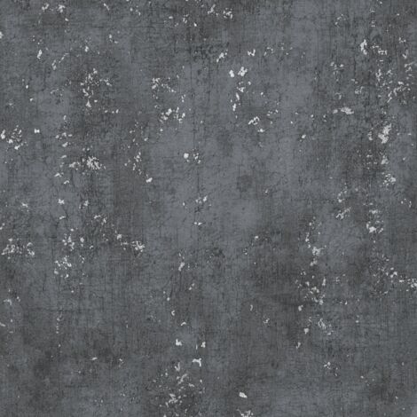 Stone tile wallpaper wall Profhome 378404 non-woven wallpaper slightly textured stone look matt black 5.33 m2 (57 ft2)