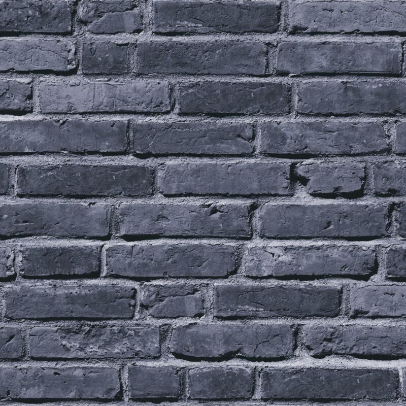 Profhome - Stone tile wallpaper wall 381331 non-woven wallpaper slightly textured stone look matt black grey 5.33 m2 (57 ft2)