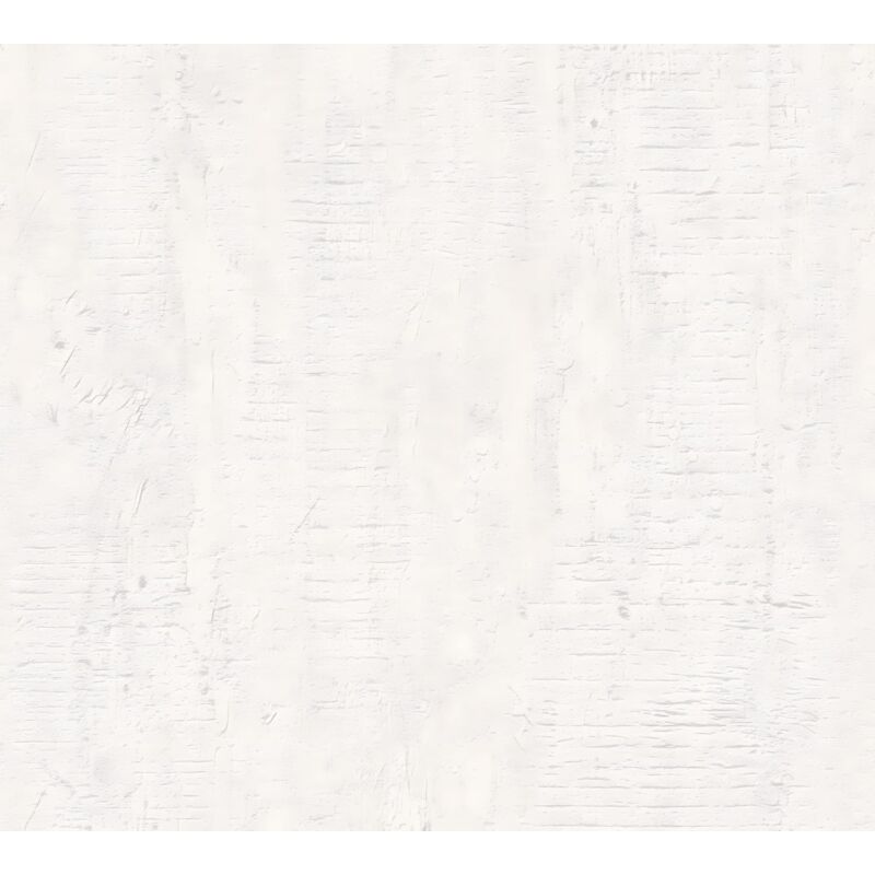 Profhome - Stone Tile Wallpaper Wall 944264 Non-woven Wallpaper Slightly Textured Wood Look Matt White 5.33 M2 (57 Ft2)
