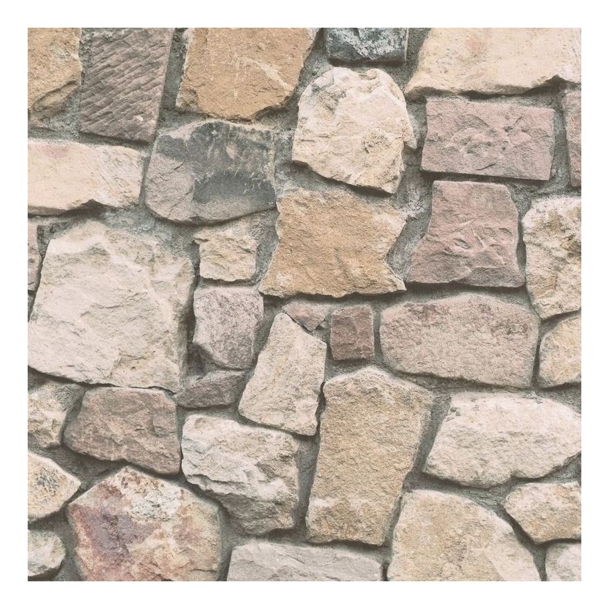 A.s.cr � Ation - Stone Wallpaper Brick Effect Slate Rustic Weathered Embossed Beige Grey