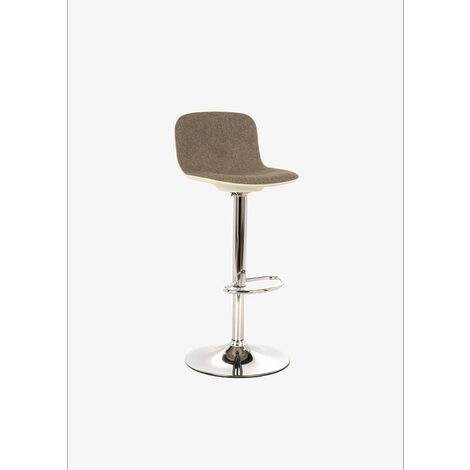STONES HOME FURNITURE, Set 2 Sgabelli Rivestiti in Tessuto con Struttura in Metallo, Sgabello Bar e Cucina Regolabile con Alzata a Gas, Modello Jimmy, Colore Grigio Chiaro e Bianco, 38.5x 6x 88/102 cm