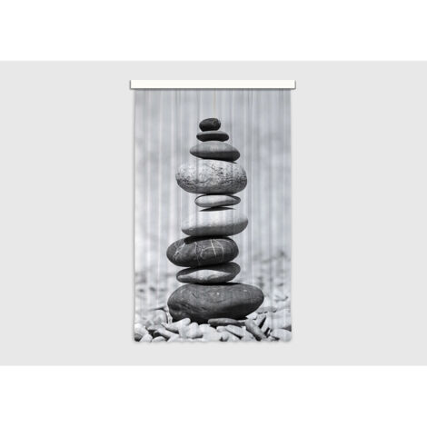 Stones, rideau imprimé pierres empilées façon zen 140x245 cm, 1 pièce